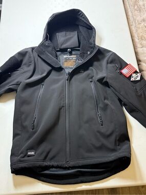 DEWBU 12V Heated Soft Shell Jacket Hooded Black Women’s Small USB Heating